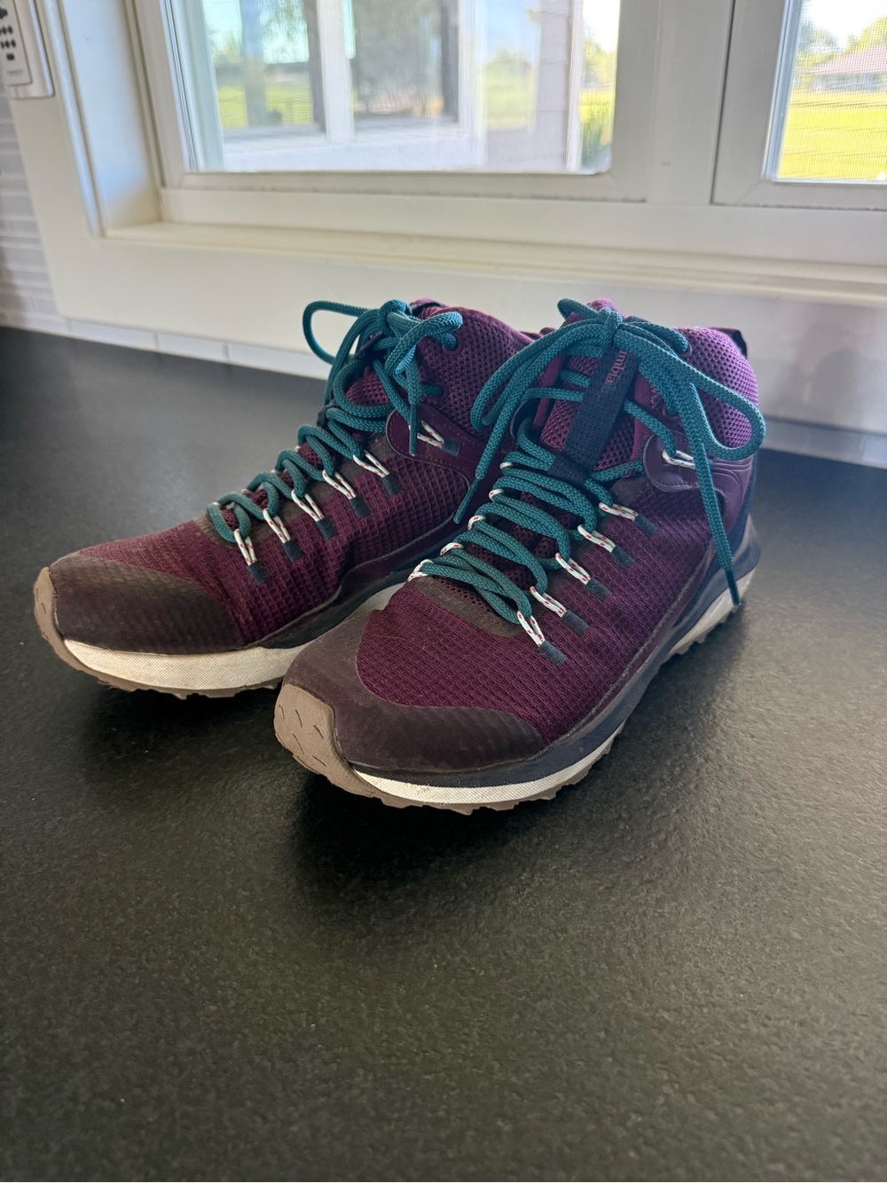 Columbia Women's Purple Hiking Boots with Teal Laces